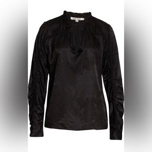 Haute Hippie Black Long Sleeve Top Tassel Tie Small NWT